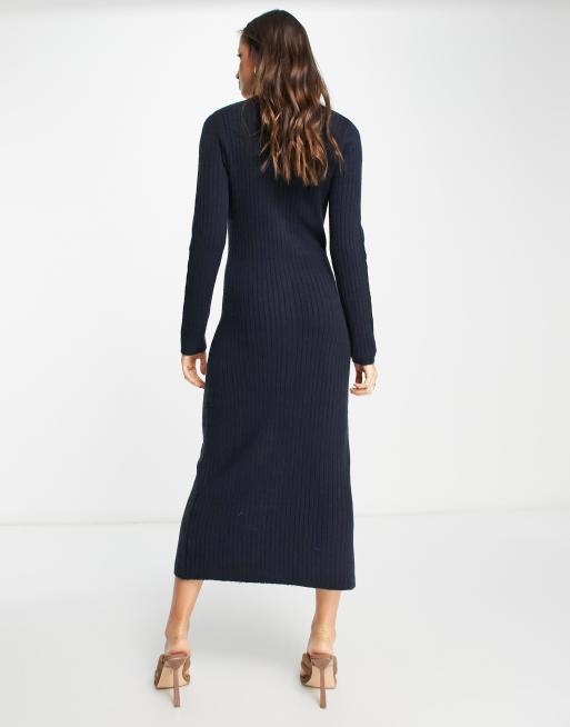 strapless open back dress Yumi Green Rib Knit Midi Shirt Dress With Snaffle Belt