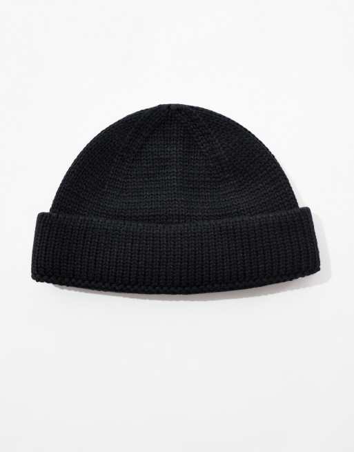 ASOS DESIGN - Petit bonnet en maille à côtes anglaises - Noir