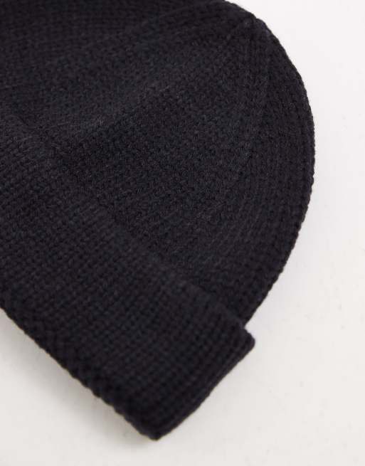 ASOS DESIGN - Bonnet en maille côtelée à côtes anglaise - Bleu marine