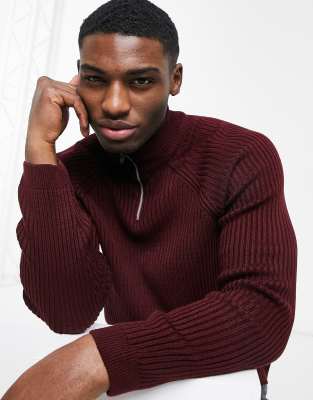 burgundy half zip jumper