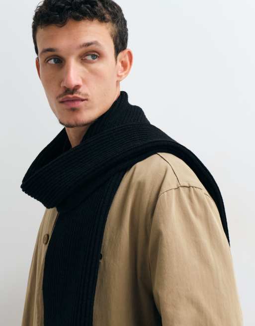 ASOS DESIGN knitted rib scarf in black, 2 of 3