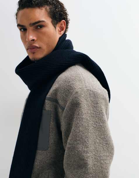 ASOS DESIGN knitted rib scarf in navy - view 1