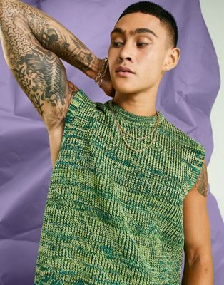ASOS DESIGN knitted rib tank in green twist - ASOS Price Checker