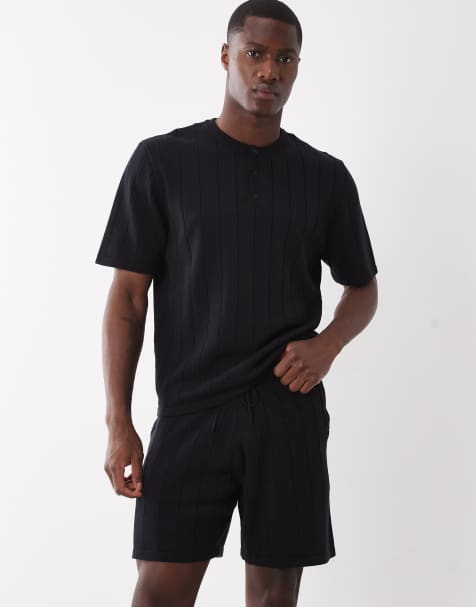 ASOS DESIGN knitted ribbed co-ord in black - view 1