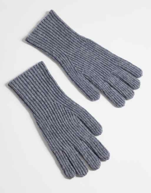 ASOS DESIGN knitted ribbed gloves in grey, 3 of 3