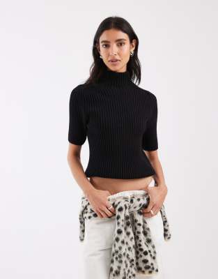 Asos Design Knitted Ribbed Jumper In Black