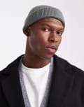 [ASOS DESIGN] ASOS DESIGN knitted ribbed mini fisherman beanie in grey No Size GREY