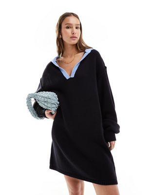 ASOS DESIGN knitted rugby shirt mini dress