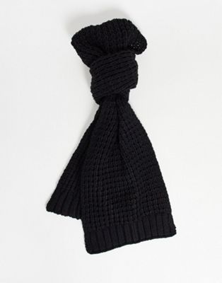 ASOS DESIGN knitted scarf in black