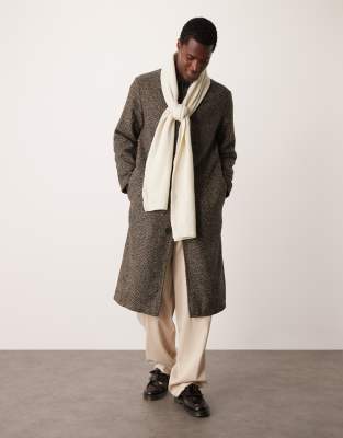 ASOS DESIGN knitted scarf in creamWhite