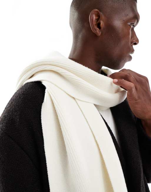 ASOS DESIGN knitted scarf in cream