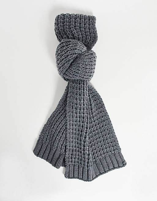 ASOS DESIGN knitted scarf in gray