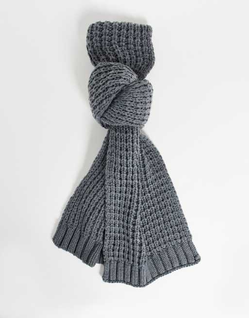 ASOS DESIGN knitted scarf in grey recycled polyester | ASOS