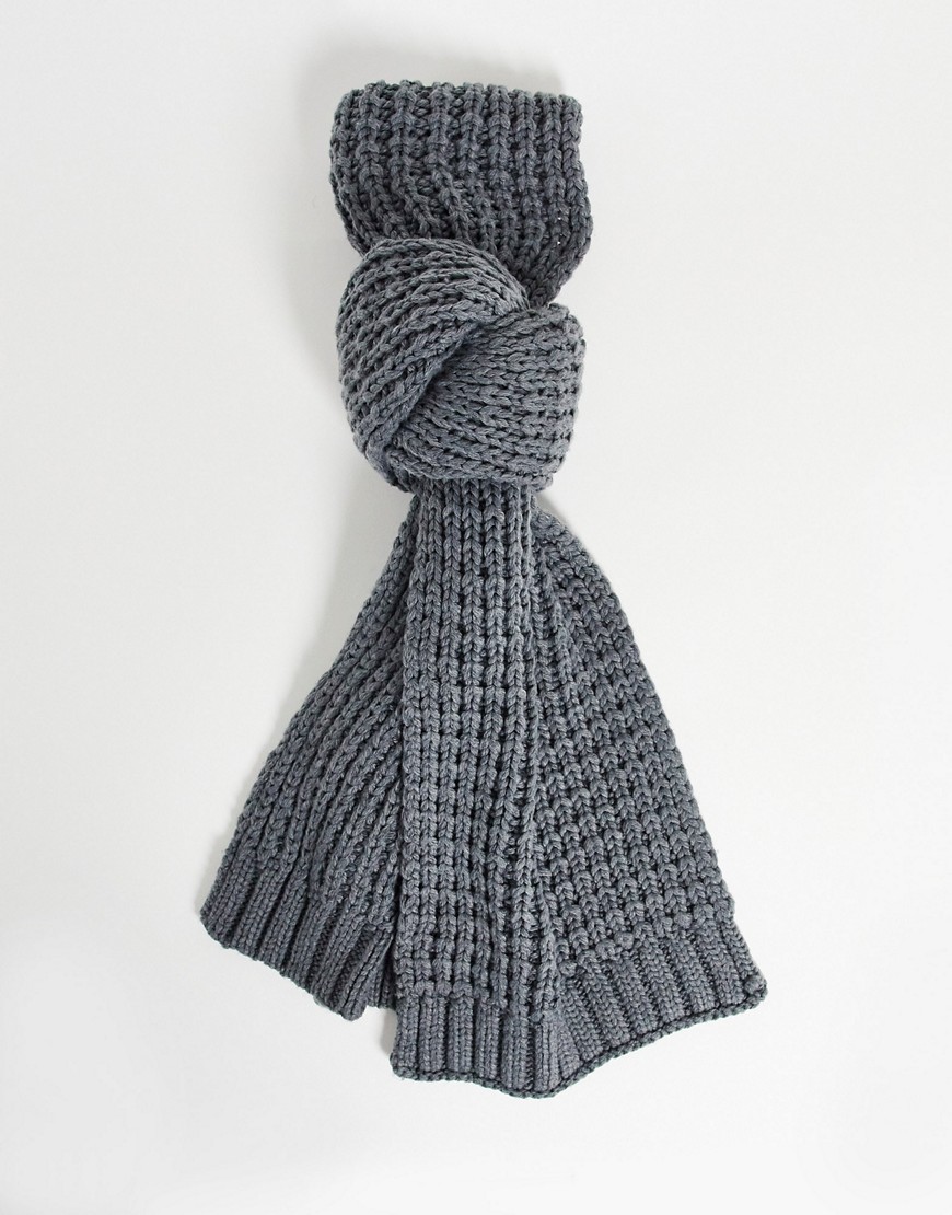 ASOS DESIGN knitted scarf in grey