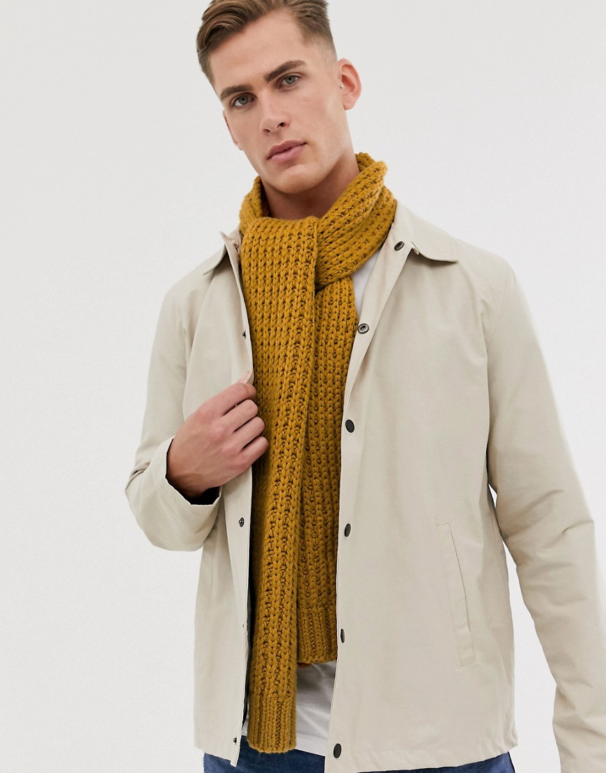 ASOS DESIGN knitted scarf in mustard-Yellow