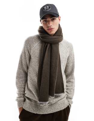 ASOS DESIGN ASOS DESIGN knitted scarf with stitch detail in brown