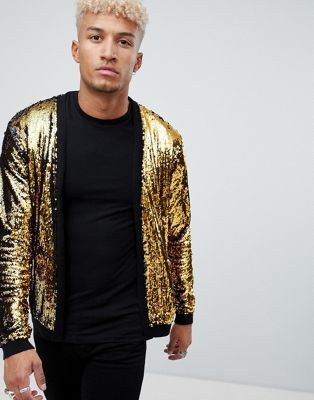 black and gold sequin cardigan