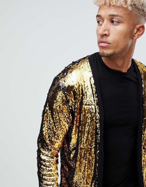 Black and gold sequin hot sale cardigan