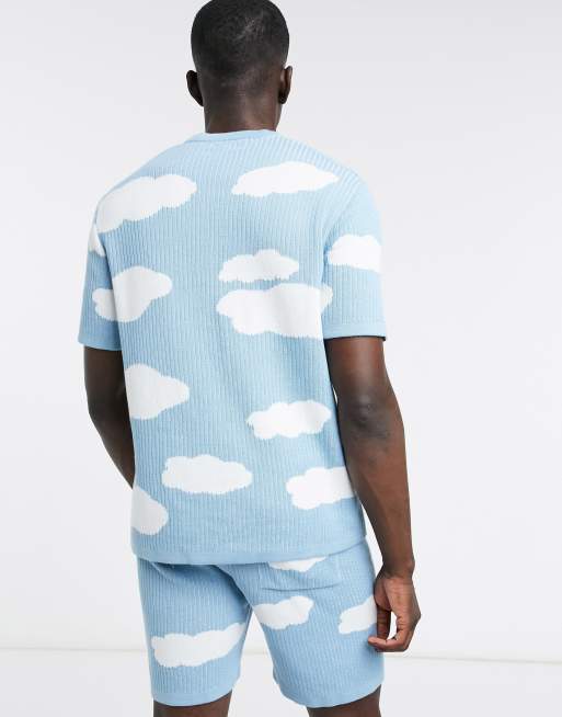 ASOS Sweater With Clouds Design in Grey for Men