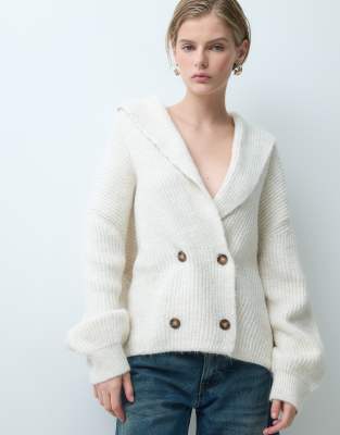 Asos Design Knitted Shawl Cardigan In Pattern