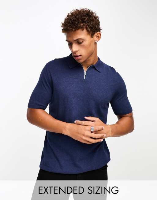 Mens knitted short discount sleeve polo shirts