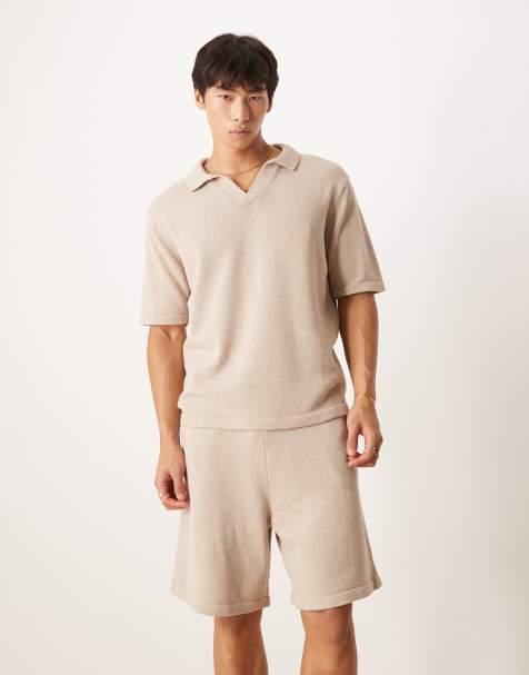 ASOS DESIGN knitted shorts co-ord in mink - view 1