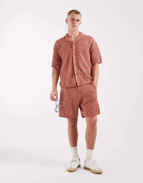 ASOS DESIGN knitted shorts co-ord in rust twist - view 1