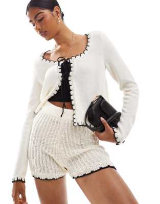 ASOS DESIGN knitted shorts co-ord-White