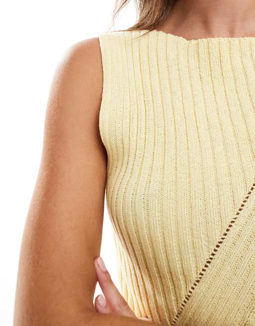ASOS DESIGN knitted slash neck boat top in buttermilk, 2 of 4