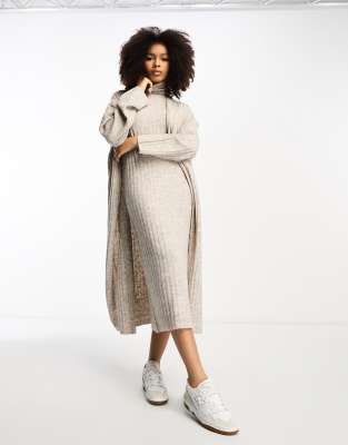 ASOS DESIGN knitted sleeveless midi dress with roll neck in