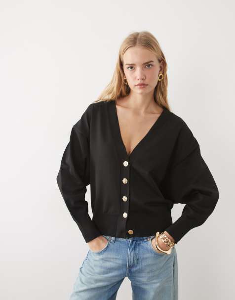 ASOS DESIGN knitted slouchy oversized cardigan in black - view 1