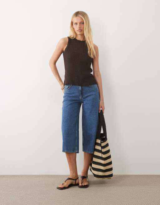 ASOS DESIGN knitted slub racer back tank in chocolate, 2 of 4