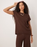[ASOS DESIGN] ASOS DESIGN knitted slub t-shirt in chocolate (part of a set)-Brown L Chocolate