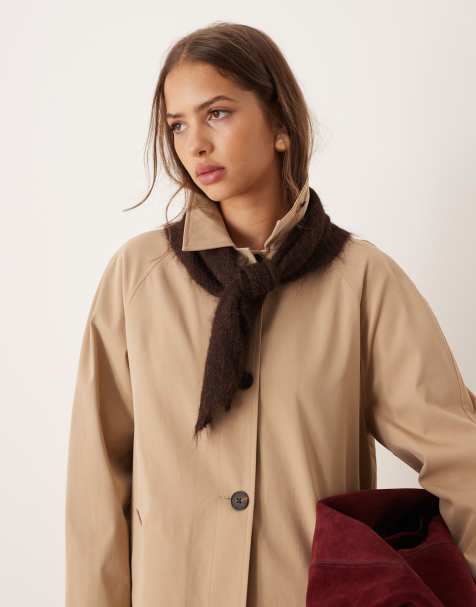 ASOS DESIGN knitted small triangle scarf in chocolate - view 1