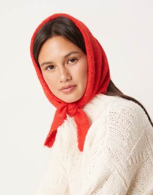 ASOS DESIGN knitted small triangle scarf in red - view 1