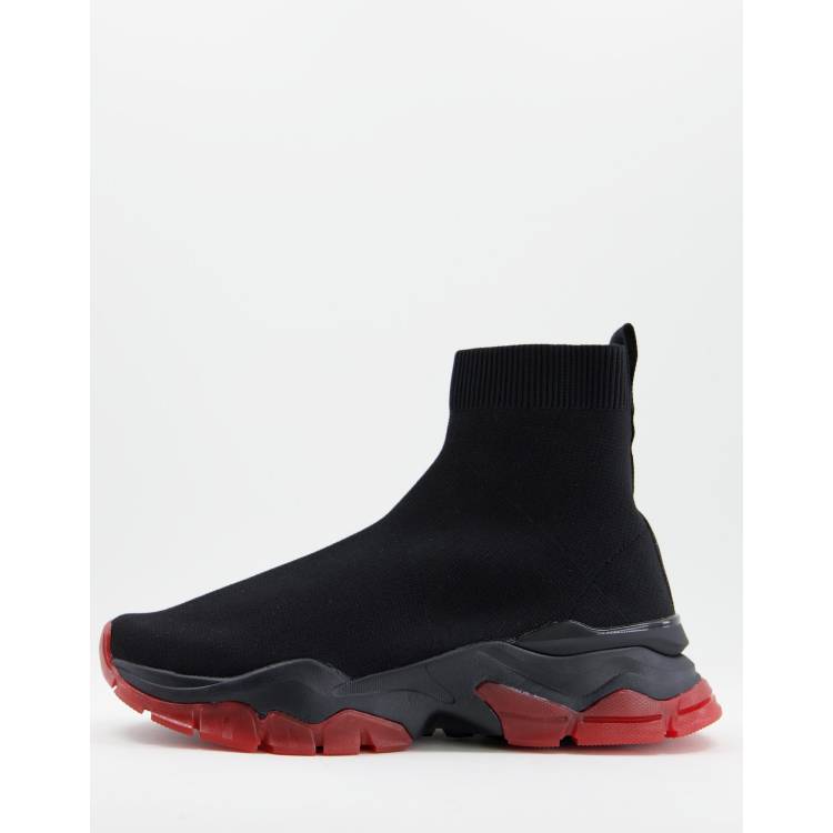 ASOS knitted sock in black with red sole detail | ASOS