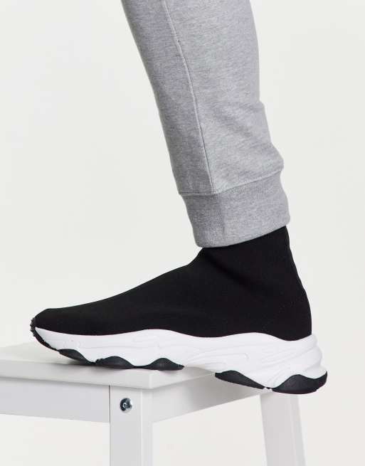 ASOS DESIGN slip on sock sneakers in black knit