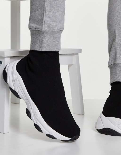 ASOS DESIGN slip on sock sneakers in black knit