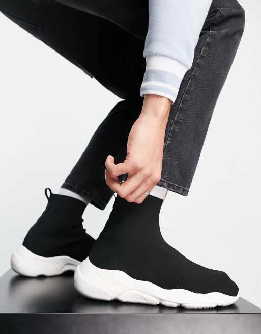 ASOS DESIGN slip on sock sneakers in black knit