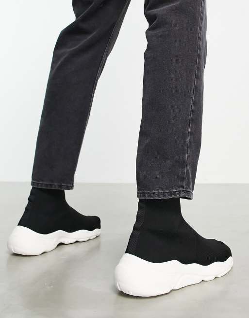 ASOS DESIGN slip on sock sneakers in black knit