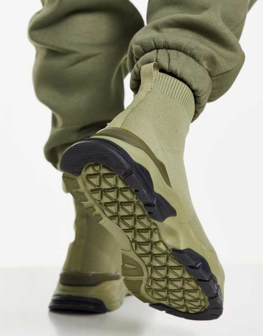 ASOS DESIGN knitted sock sneakers in sage