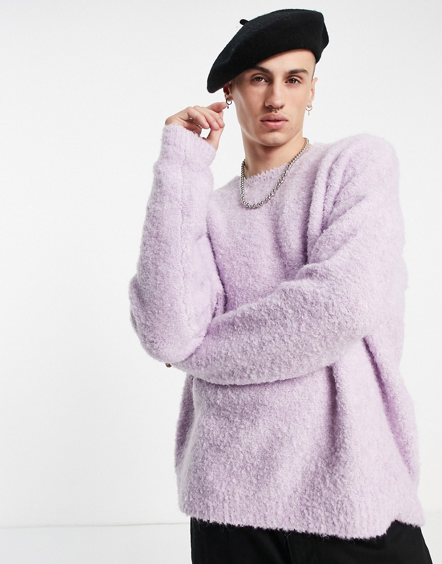 ASOS DESIGN knitted soft plush yarn sweater in purple