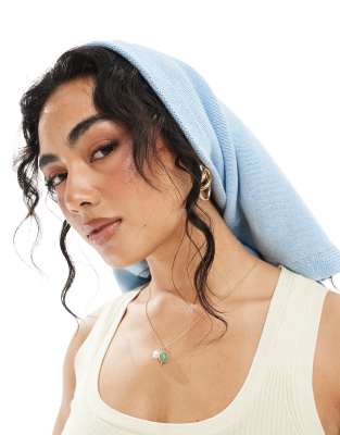 ASOS DESIGN ASOS DESIGN knitted square neck head scarf in light blue