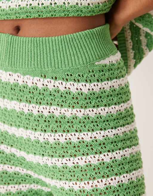 ASOS DESIGN knitted stitch wide leg pants in stripe (Part of a set), 2 of 5
