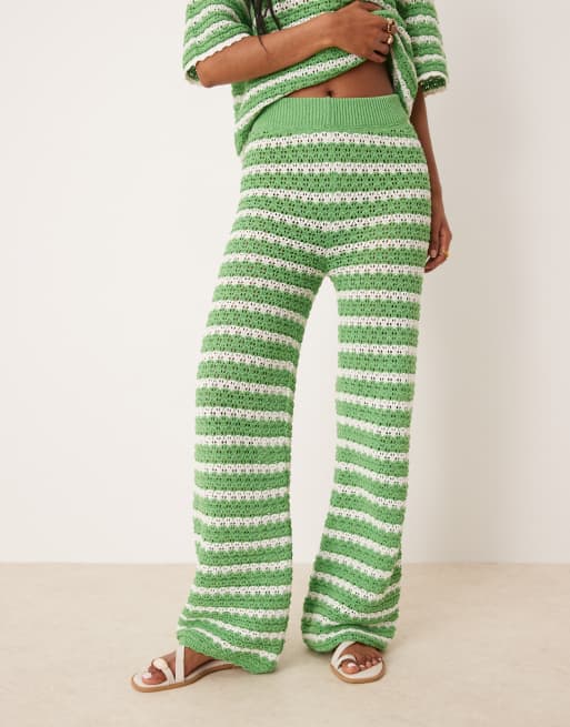 ASOS DESIGN knitted stitch wide leg pants in stripe (Part of a set), 3 of 5