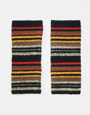 knitted stripe arm warmers in multi