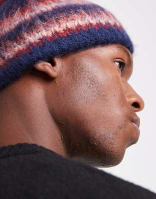 Asos Design Knitted Stripe Beanie In Multi