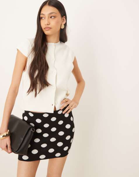 ASOS DESIGN knitted structured cap sleeve cardigan in cream