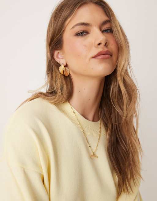 ASOS DESIGN knit structured t-shirt in buttermilk