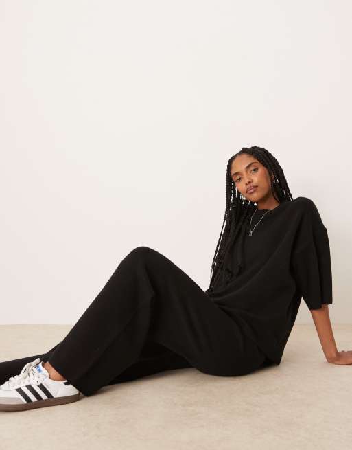 ASOS DESIGN knitted structured trouser co-ord in black, 2 of 4